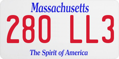 MA license plate 280LL3