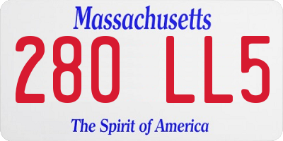 MA license plate 280LL5