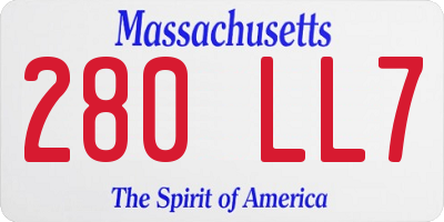 MA license plate 280LL7