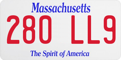 MA license plate 280LL9