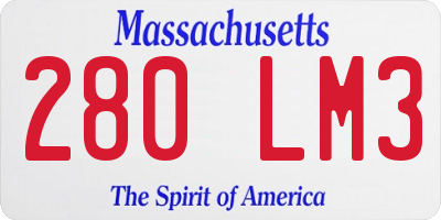 MA license plate 280LM3
