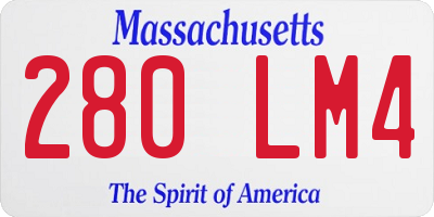 MA license plate 280LM4