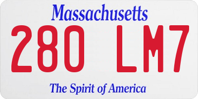 MA license plate 280LM7