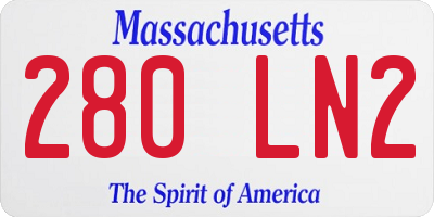 MA license plate 280LN2