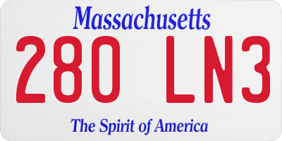 MA license plate 280LN3