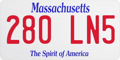 MA license plate 280LN5