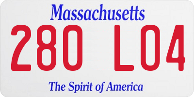MA license plate 280LO4