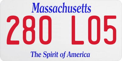 MA license plate 280LO5