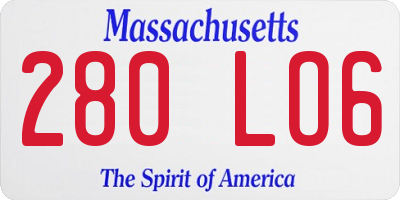 MA license plate 280LO6