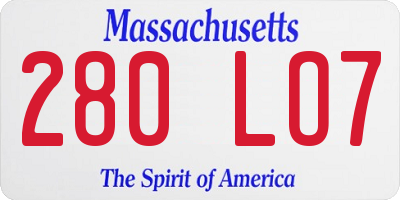 MA license plate 280LO7