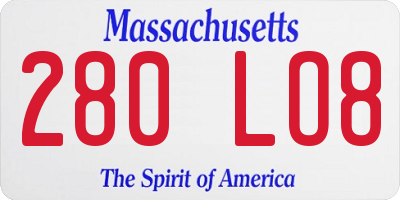 MA license plate 280LO8