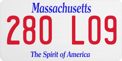 MA license plate 280LO9