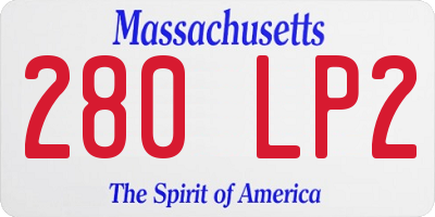 MA license plate 280LP2