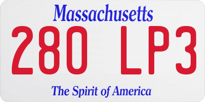 MA license plate 280LP3