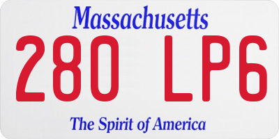 MA license plate 280LP6