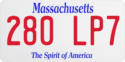 MA license plate 280LP7