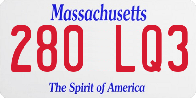MA license plate 280LQ3