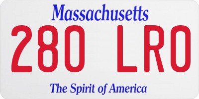 MA license plate 280LR0