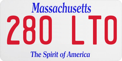 MA license plate 280LT0
