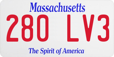 MA license plate 280LV3