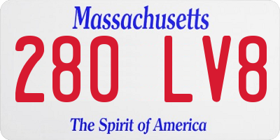 MA license plate 280LV8