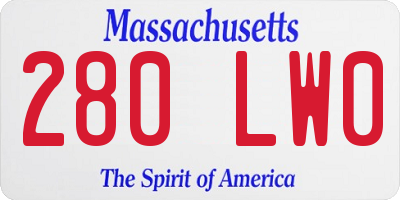 MA license plate 280LW0