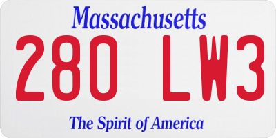 MA license plate 280LW3