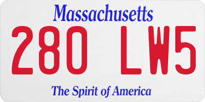 MA license plate 280LW5