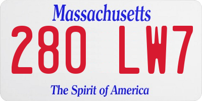 MA license plate 280LW7