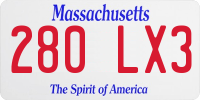 MA license plate 280LX3