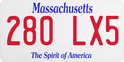 MA license plate 280LX5