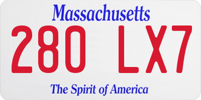 MA license plate 280LX7