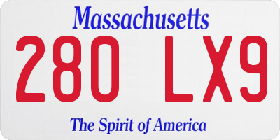 MA license plate 280LX9