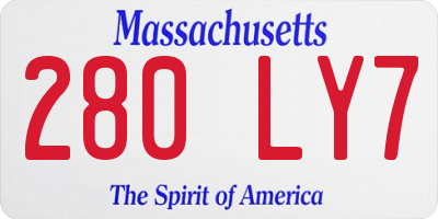 MA license plate 280LY7