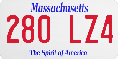 MA license plate 280LZ4