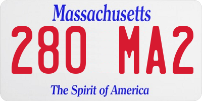 MA license plate 280MA2
