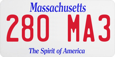 MA license plate 280MA3