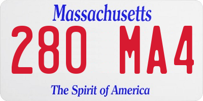 MA license plate 280MA4