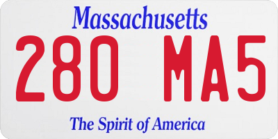 MA license plate 280MA5