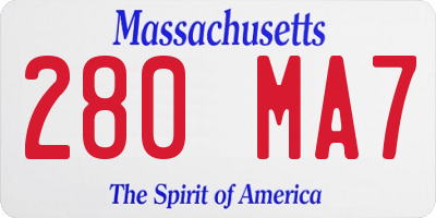 MA license plate 280MA7