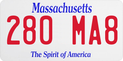 MA license plate 280MA8