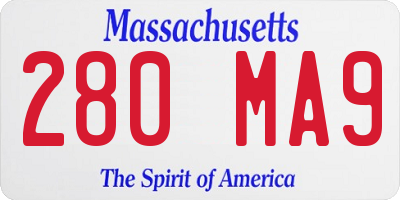 MA license plate 280MA9