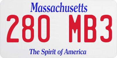 MA license plate 280MB3