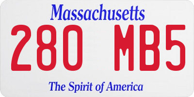 MA license plate 280MB5