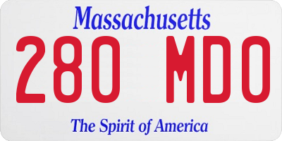 MA license plate 280MD0