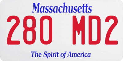 MA license plate 280MD2