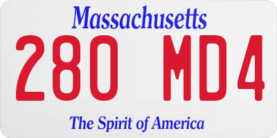 MA license plate 280MD4