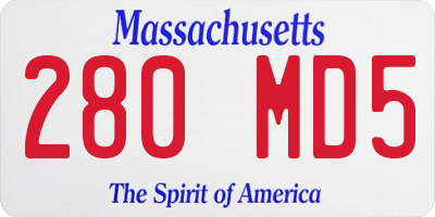MA license plate 280MD5