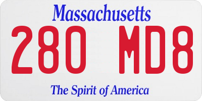 MA license plate 280MD8