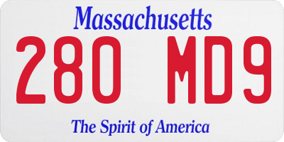 MA license plate 280MD9